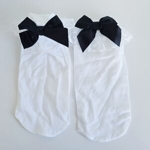 NEVER WORN Dolls Kill Sinful Sweet Tings White Lace Ruffle Ankle Socks Black Bow